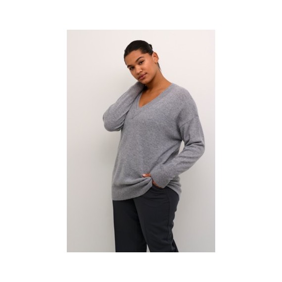 Kaffe Cluno V-Neck Pullover Grey Melange